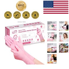 Soft Touch Cherry Blossom Nitrile Gloves – 6mil Thick, Disposable for Cleaning