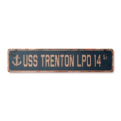 USS TRENTON LPD 14 Vintage Street Sign us navy ship veteran sailor rustic gift