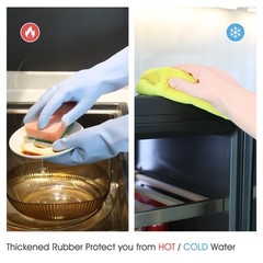 2 Pairs Thickened Rubber Gloves with Cotton Lining & Non-slip Grip, Colorful Hou