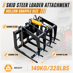 Root Grapple Bucket Attachment for Mini Skid Steer Loader Hollow Log Grapple