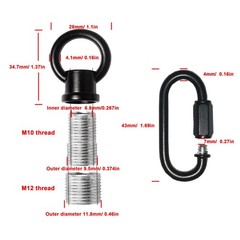 HALIGATE Hook Rings for Light Fixture M10/M12 Available Pack of 2 with Black