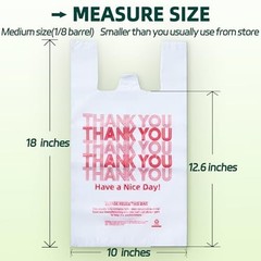 Medium Size 100 Count Plastic Bags with Handles, T-Shirt Bags, Thank You bags, S