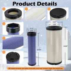 Air Filter Kit for Kubota Skid Steer Loader SSV65 SSV75 SVL75 – Replaces P827653