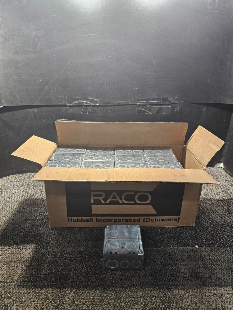 (QTY 25)Raco 232 4″ Square Box, Welded, 2-1/8″ Depth, 1/2 &3/4″ Knockouts, Steel