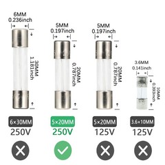 3A 3 Amp 250V Glass Fuse 5x20MM Fuses Glass Tube Fuse Fine Fuse…