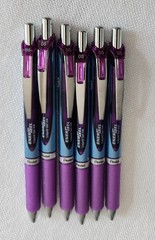 pentel enerGel liquid Pen Violet Ink & Barrel 5m RTX Retractable BLN75-V LOT of6