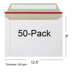 9″ x 12.5″ White Rigid Mailer, 250gsm, Photo Mailer, Cardboard Envelope,