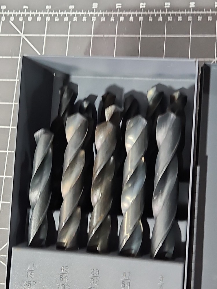New 16 Pc. Huot LARGE Drill Bit Index 33/64″ – 3/4″ by 64ths. In Metal Case!