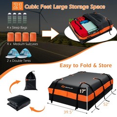 21 Cubic Feet Car Roof Bag Rooftop Cargo Carrier Waterproof Soft Top Luggage Bag