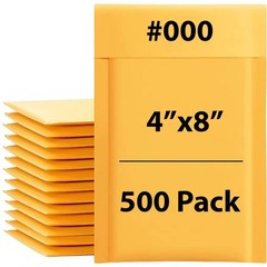 500 #000 4×8″ KRAFT BUBBLE MAILER PADDED ENVELOPES 4″ x 8″ 4×8 4in 8in