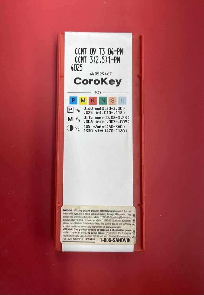 SANDVIK CCMT 09 T3 04-PM 4025 Indexable Carbide Turning Inserts Pack of 10