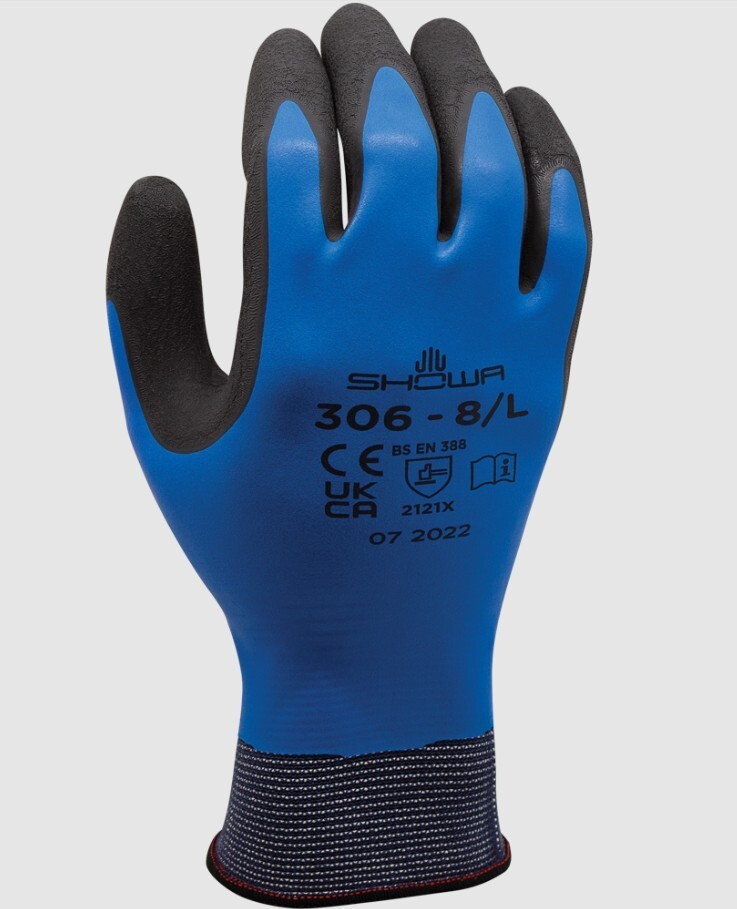 Showa Atlas 306 Gloves, Dual Latex Coated, Latex Foam Coated Palm Grip (1 Pair)