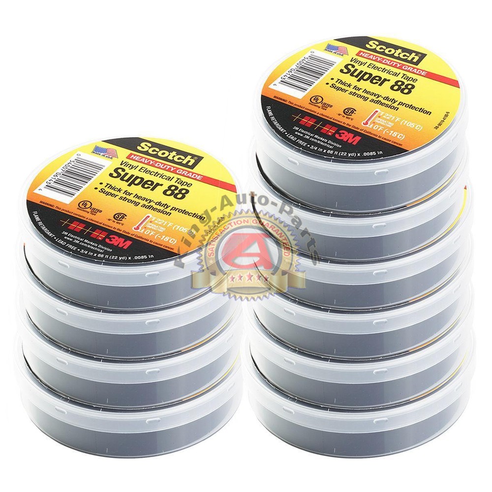 3M Scotch Vinyl Electrical Tape Super-88, 3/4 in x 66 ft (10 rolls ) : 22 yd