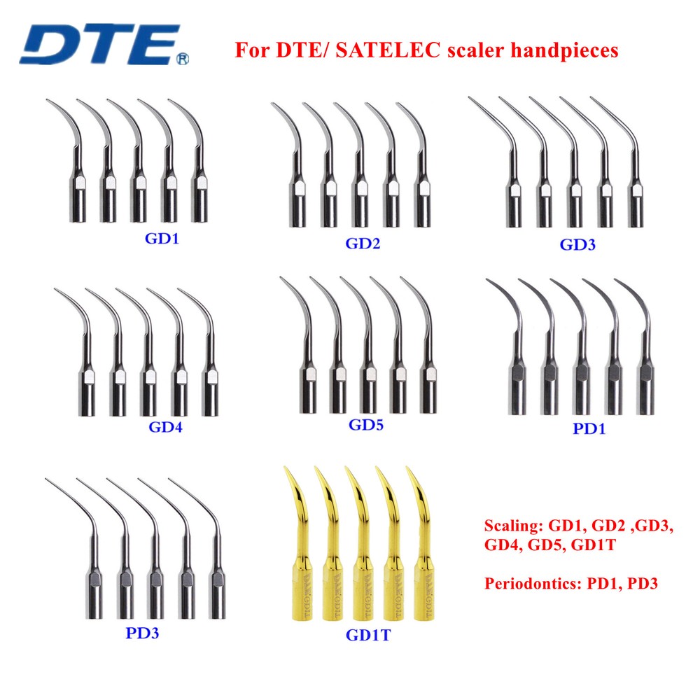 5× Woodpecker Ultrasonic Piezo Scaler Endo Perio Tips Fit DTE SATELEC Handpiece