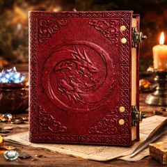 Vintage Leather Dragon Diary 5×7–Handmade Brown Journal,200Blank Page|B1 G1 Free