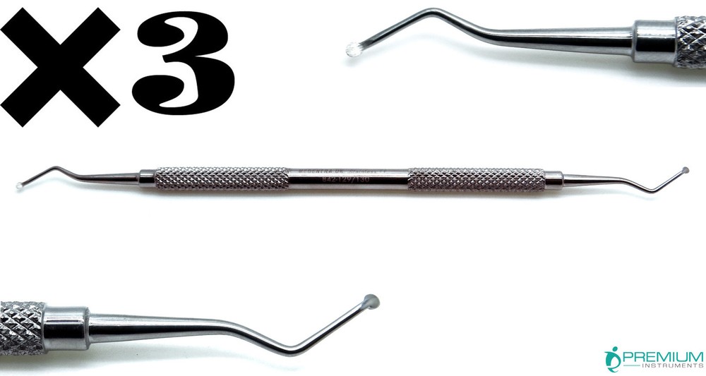 3 Pcs Dental Excavator 129/130 Restorative Double Ended Spoon 1.8mm UPGRADED