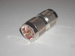 AIM N TYPE DOUBLE MALE SILVER PLATED ADAPTER BARREL CONNECTOR