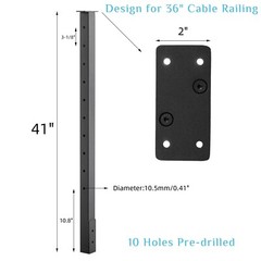 Cable Railing Post Fascia Mount-Stainless Steel Square Weldless 36″x2″x2″ Pre…