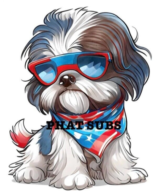 Sublimation Print Patriotic Shih Tzu Ready to Press Heat Transfer