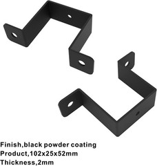 4Pcs 2×2 Square Tube U Clamp Bracket Strap Deck Fence Post Mount Black Metal