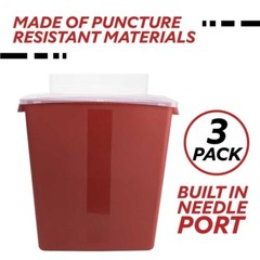 Medegen Sharps Container, 3 Gal, Large Tortuous Path Lid 12.5″x13.5″x6″, 3 Count