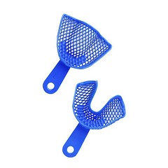 2Pcs Dental Plastic Steel Impression Trays Denture Upper & Lower Autoclavable