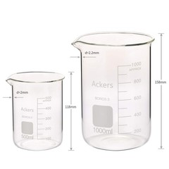 5 Pack Glass Lab Pyrex Beaker Set Measuring Cup 50/100/250/500/1000 ML