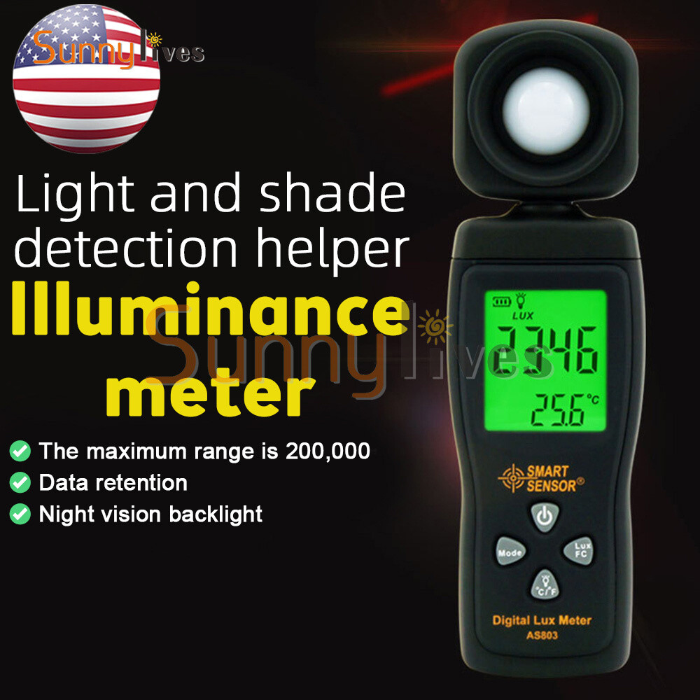 Digital Luxmeter Light Meter Illuminance Meter Handheld Ambient Photometer US