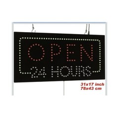 31” x 17” ‘Open 24 Hours’ LED Animated Business Sign Hanging Lighted Display