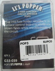 SUPCO ESP G33-039 POP3 LI’L POPPER CONTROL CIRCUIT BREAKER 3-AMP FURNACE/ HVAC