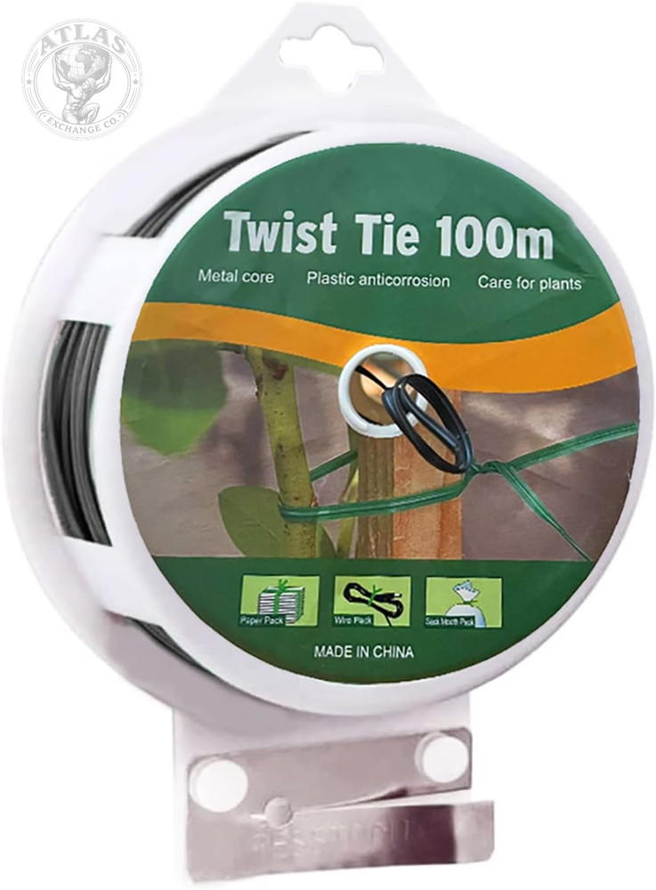 Twist Tie, 328 Feet (100M),Black Cable Ties with Cutter, Black Twist Ties，Garden