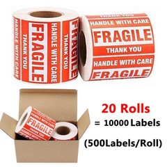 10000 2″x3″ Fragile Stickers Handle with Care Fragile Labels 500/Roll – 20 Rolls