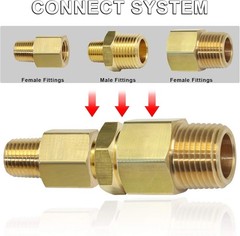 Heavy-Duty 1/2 NPT to 1/4 NPT Solid Brass Nipples – 4 Pack Connectors
