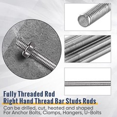 8 Pack 8/32 Inch M4 Threaded Rod w/ Hex Nuts Stainless Steel 10 Inch Studs Rods
