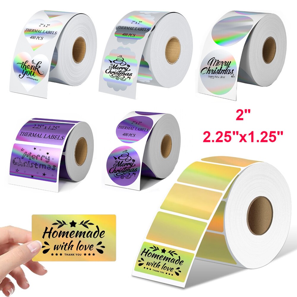400/Roll 2” Holographic Circle Direct Thermal Stickers Labels for Rollo Zebra