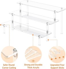 3 Tier Acrylic Display Risers, Large Perfume Organizer 8.5 x 11.8 x 5.9 inches
