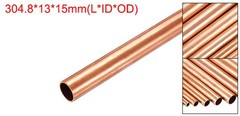 15mm OD 1mm Wall Thickness 300mm Length Copper Round Tube Straight Pipe Tubing