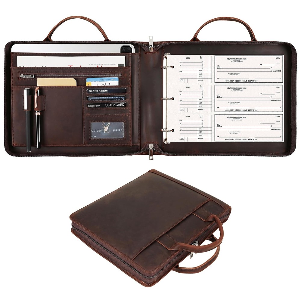 Zippered 3 Ring Check Binder 9×11.25 Business Check Holder