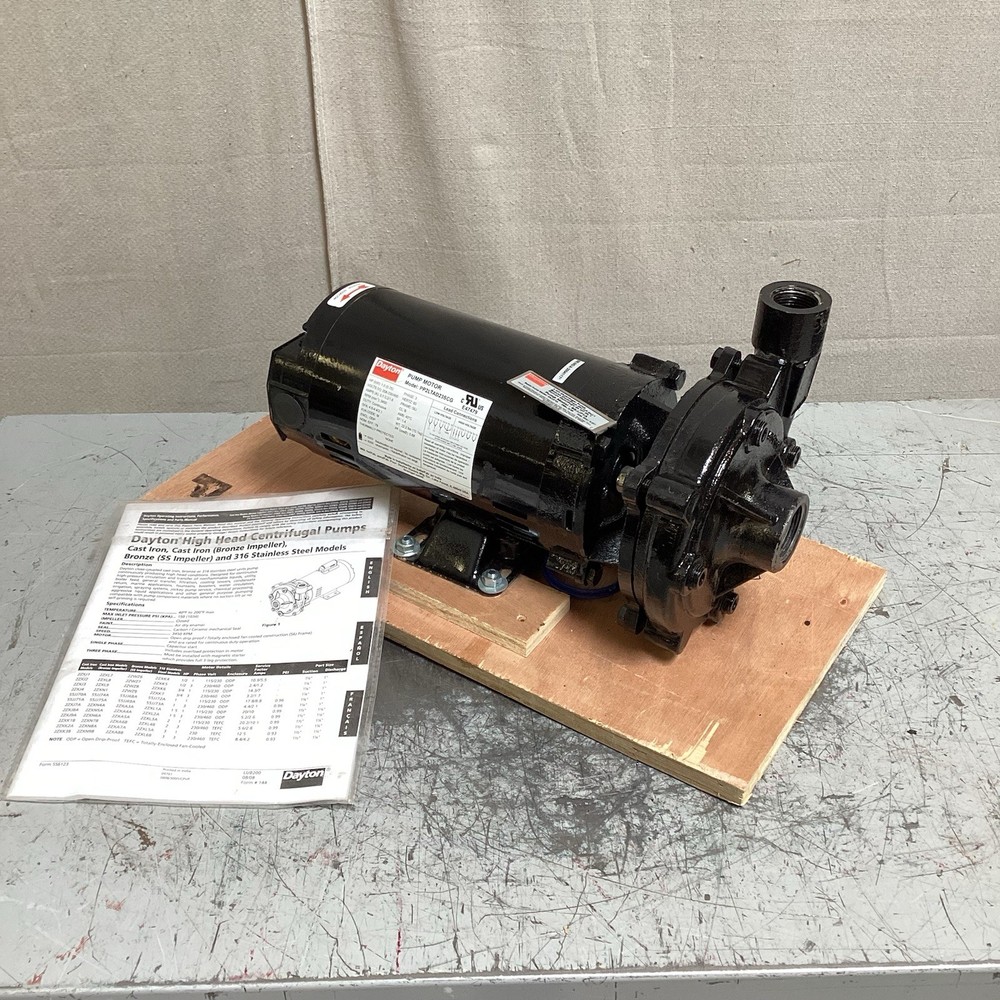 Dayton 55JJ71 Centrifugal Pump 1 hp 230/460V AC 100 ft Max Head 1 1/4″ 1″ Intake