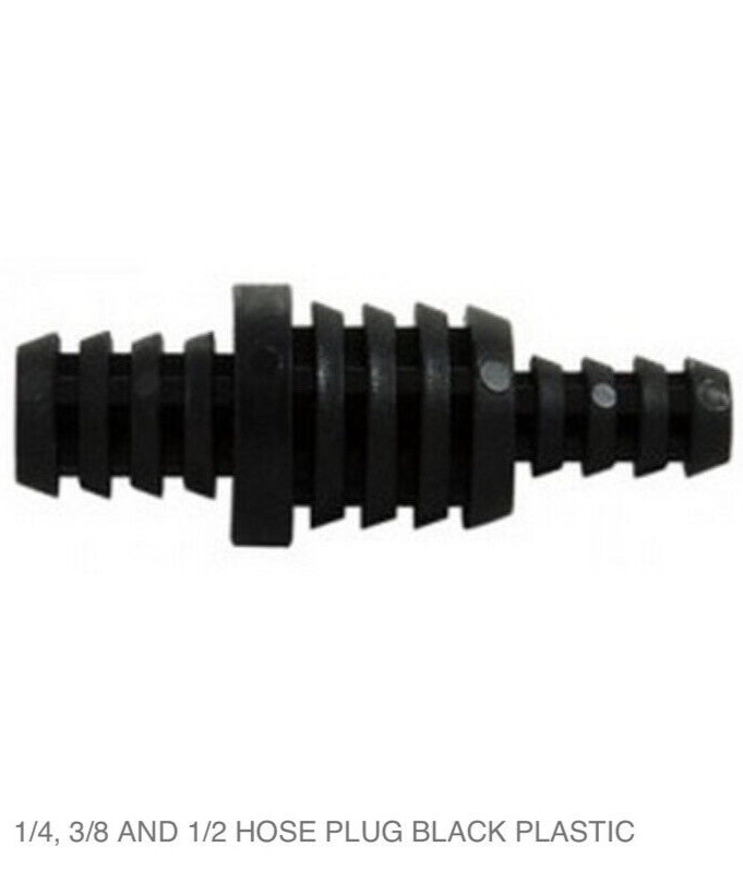 1/4” x 3/8” x 1/2” Barbed PVC Plastic Multifit Line Hose Tubing Plug Pack Of 20