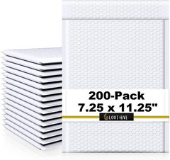 200-Pk WHITE 7.25 x 11″ Padded POLY BUBBLE MAILER #1 shipping DVD game envelope