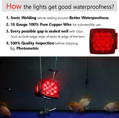 Rear Led Submersible Trailer Tail Lights Kit Boat Truck Waterproof 12V