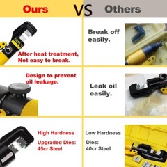 US 10T Hydraulic Crimper Wire Battery Cable Lug Terminal Crimping Tool w/8 Dies