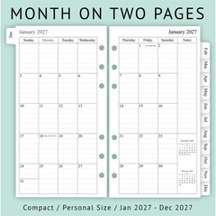 2027 Weekly & Monthly Planner Refill, 3-3/4″ X 6-3/4″, Jan 2027 – Dec 2027, Pers
