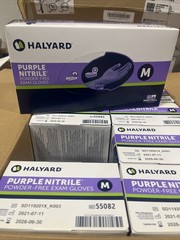 Case of 1000 – HALYARD Purple Nitrile Medium Gloves, Powder-Free 55082, Exp 6/26