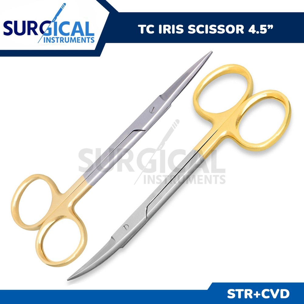 2 T/C IRIS MICRO SURGICAL SCISSORS STRAIGHT+CURVED German Grade