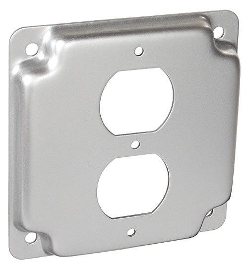 4″ Square Finished Industrial Electrical Box Cover Standard Duplex Receptacle