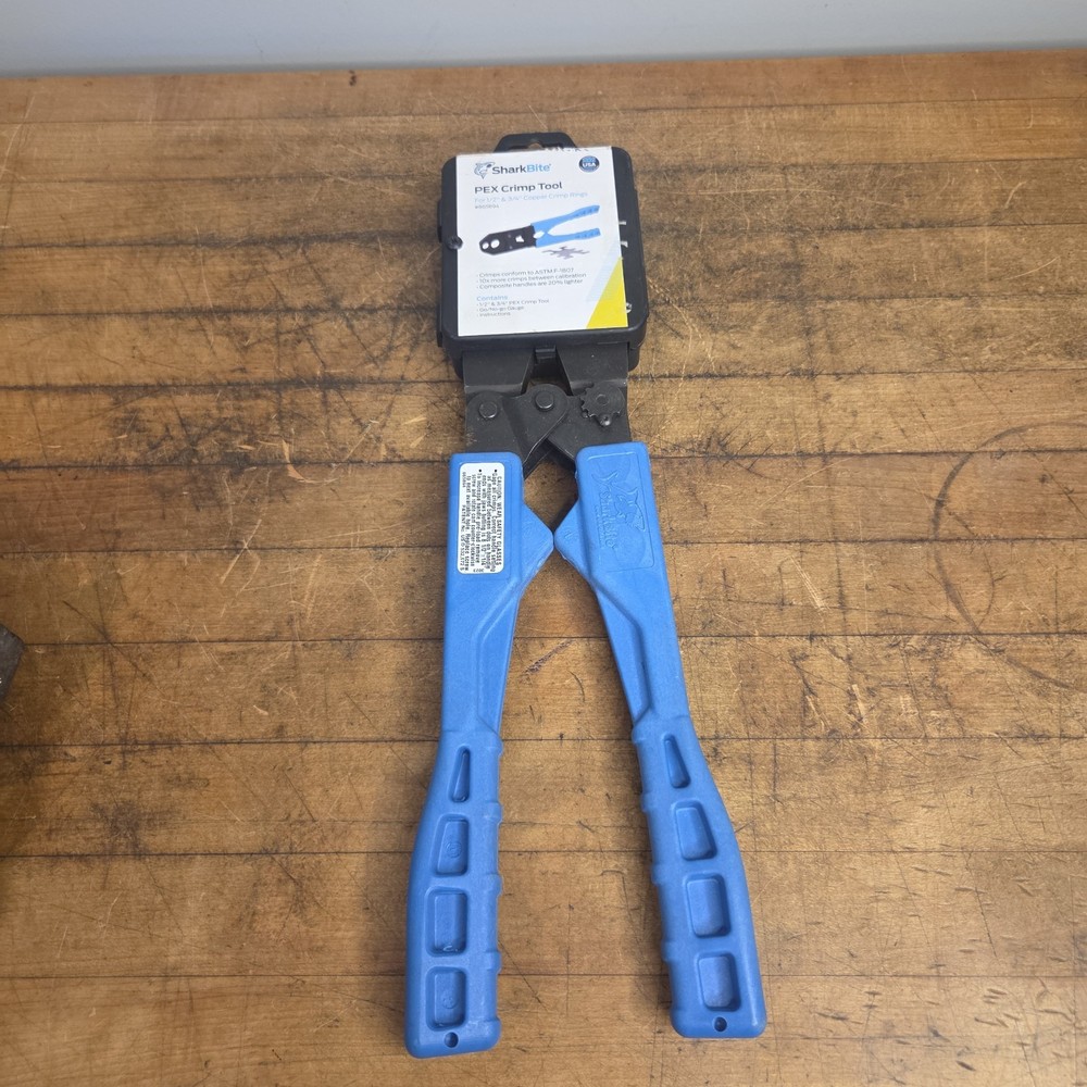 New SharkBite 865894 PEX Crimp Tool 1/2+3/4″ Copper Rings w/ Go/No-Go Gauge