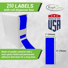 Royal Green All-Purpose Rectangular Stickers 76MM x 25MM (3 x 1 Inch) on a Roll