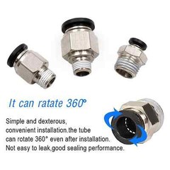Pneumatic 3/8″ OD Tube x 1/4 NPT Male Connector Air Push to Connect Fitting 5Pcs